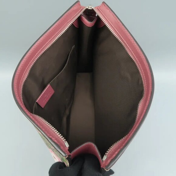 100% Authentic GUCCI Blooms Brown Canvas Clutch Bag 550-091524 - Picture 10 of 12